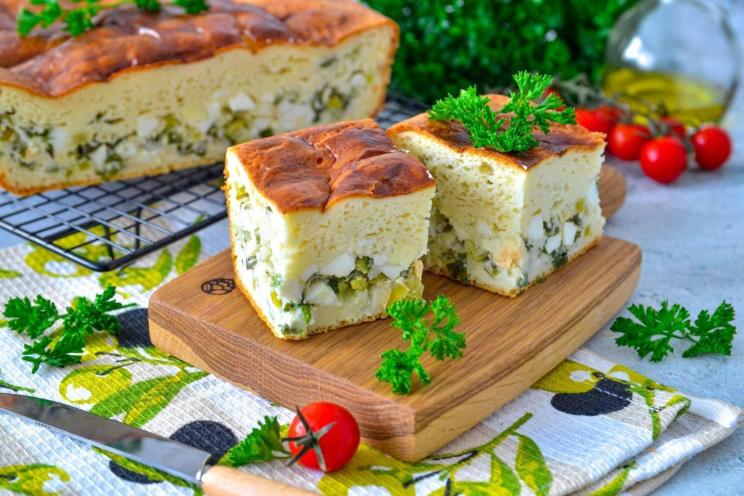Oven-Baked Green Onion Jellied Pie Oven-Baked Green Onion Jellied Pie