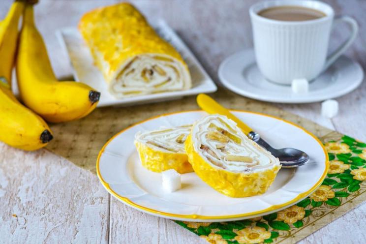 Baked Lavash Dessert with Cottage Cheese and Banana