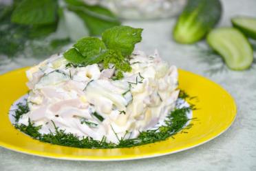 Quick Squid, Cucumber & Egg Salad