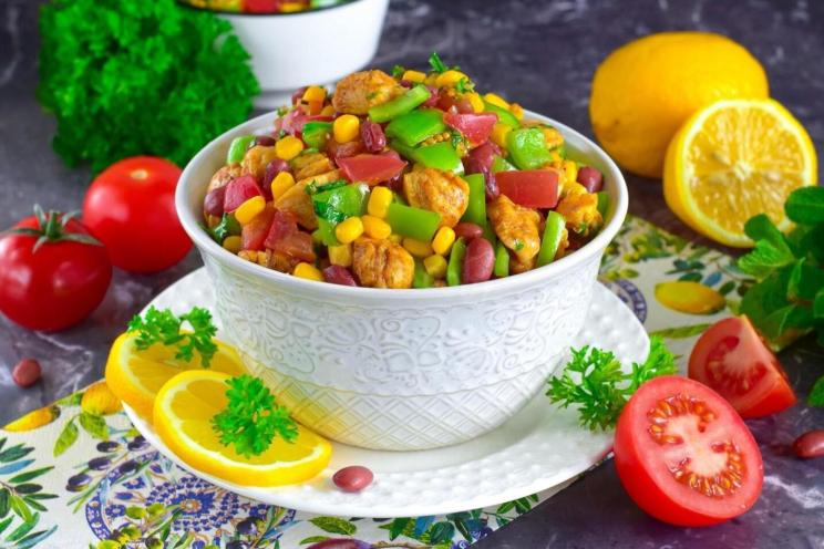 Spicy Chicken and Bean Corn Salad