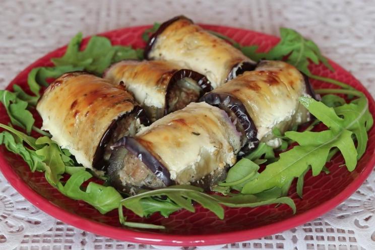 Stuffed Eggplant Rolls with Meat Stuffed Eggplant Rolls with Meat