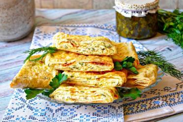 Baked Lavash with Cottage Cheese