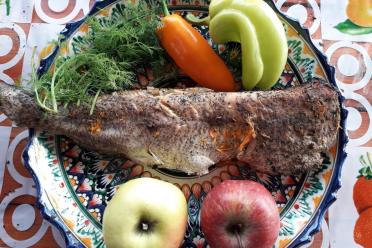 Pike Baked in Fiery Halloween Pumpkin
