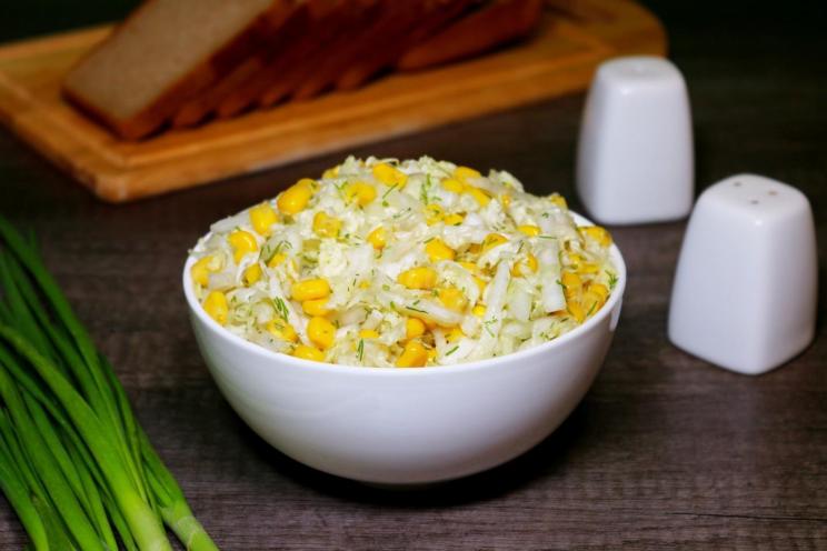 Healthy Chinese Cabbage Salad with Corn and Olive Oil
