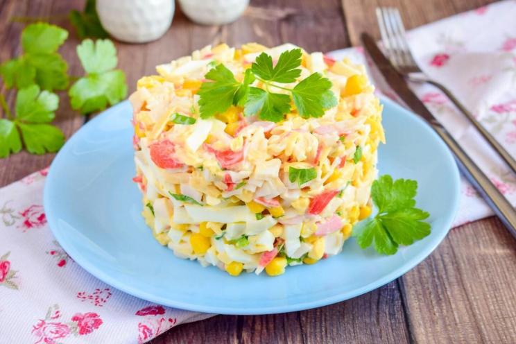 Crab Stick, Corn, and Cheese Salad