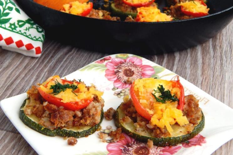 Baked Zucchini Towers with Tomatoes and Cheese