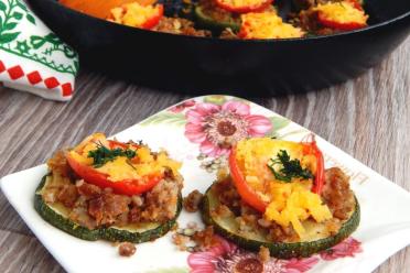 Baked Zucchini Towers with Tomatoes and Cheese