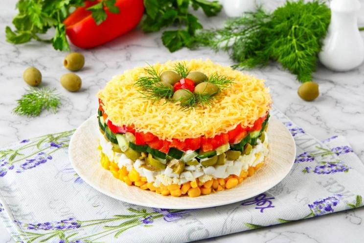 Quick & Easy Egg, Corn, Cheese, and Cucumber Salad