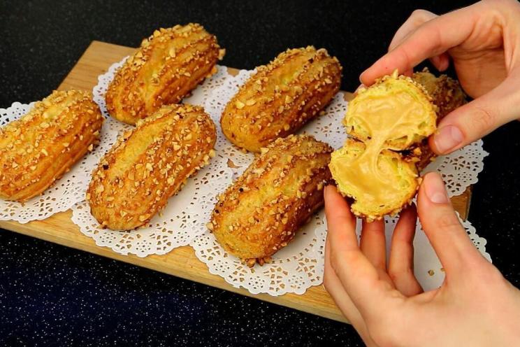 Caramel Walnut Eclairs Caramel Walnut Eclairs