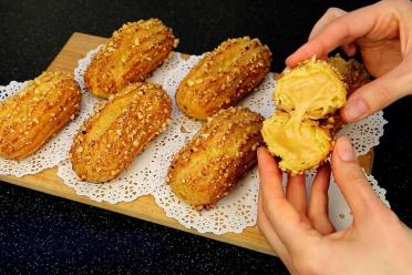 Caramel Walnut Eclairs