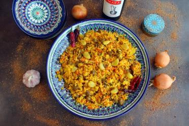 Chicken Heart Pilaf in a Cauldron