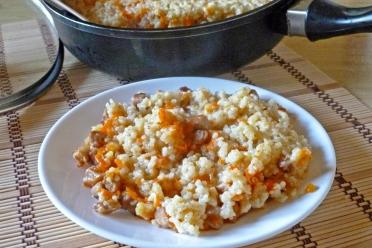 Quick and Easy Pork Pilaf in a Frying Pan
