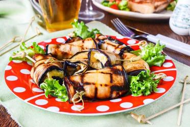 Cheesy Garlic Eggplant Rolls