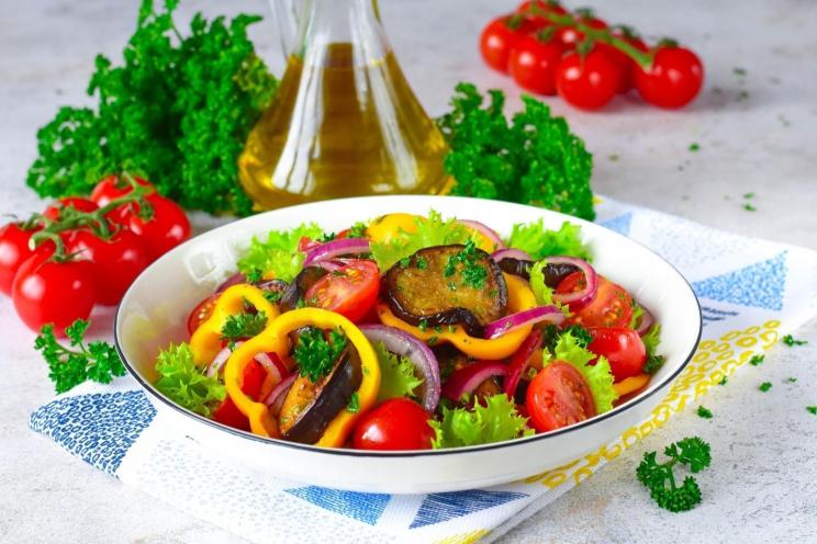 Warm Eggplant and Bell Pepper Salad
