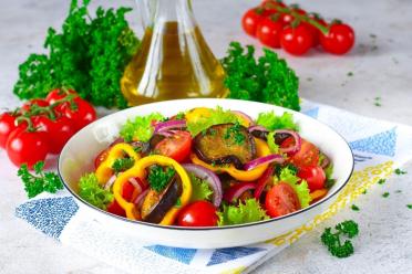 Warm Eggplant and Bell Pepper Salad