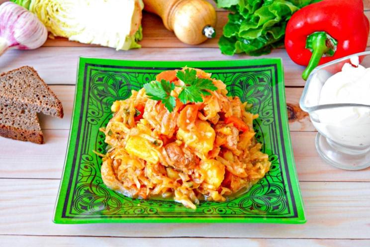 Hearty Solyanka with Cabbage, Potatoes, and Meat Hearty Solyanka with Cabbage, Potatoes, and Meat