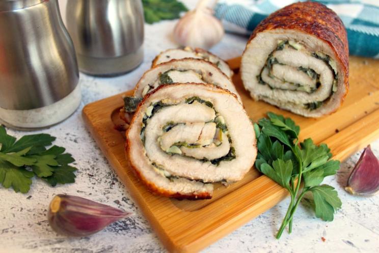 Cheesy Herb Garlic Pork Roll