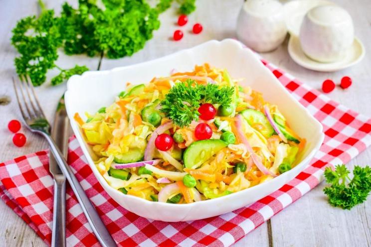 Fresh Cabbage, Pea, and Cucumber Salad