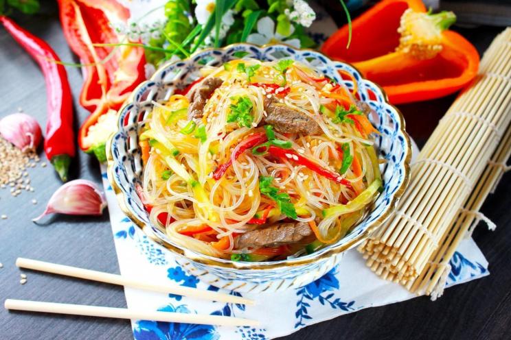 Beef and Vegetable Funchoza Salad