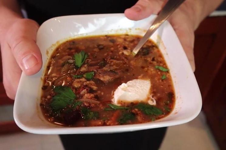Hearty Georgian Kharcho Soup with Walnuts & Tkemali