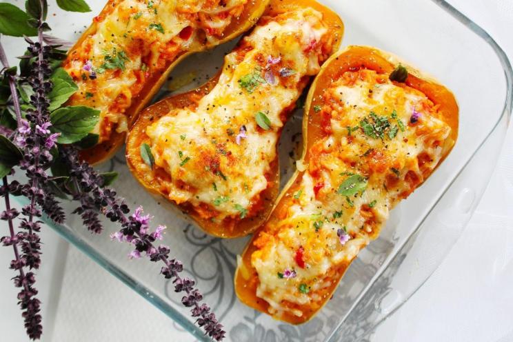Spicy Chicken and Rice-Stuffed Butternut Squash