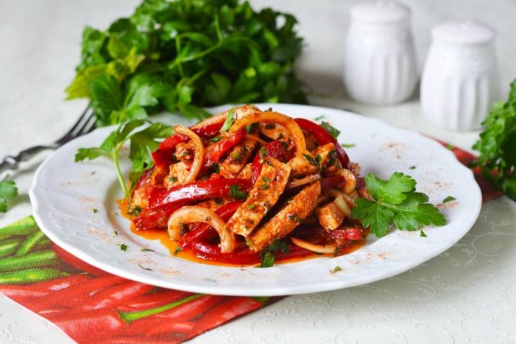 Spicy Chicken and Bell Pepper Salad