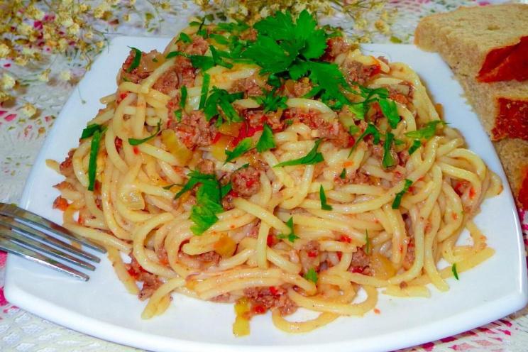 Hearty Spaghetti with Meat and Tomato Sauce Hearty Spaghetti with Meat and Tomato Sauce
