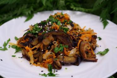 Spicy Korean Eggplant and Carrot Appetizer