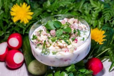 Radish and Cucumber Okroshka on Kefir