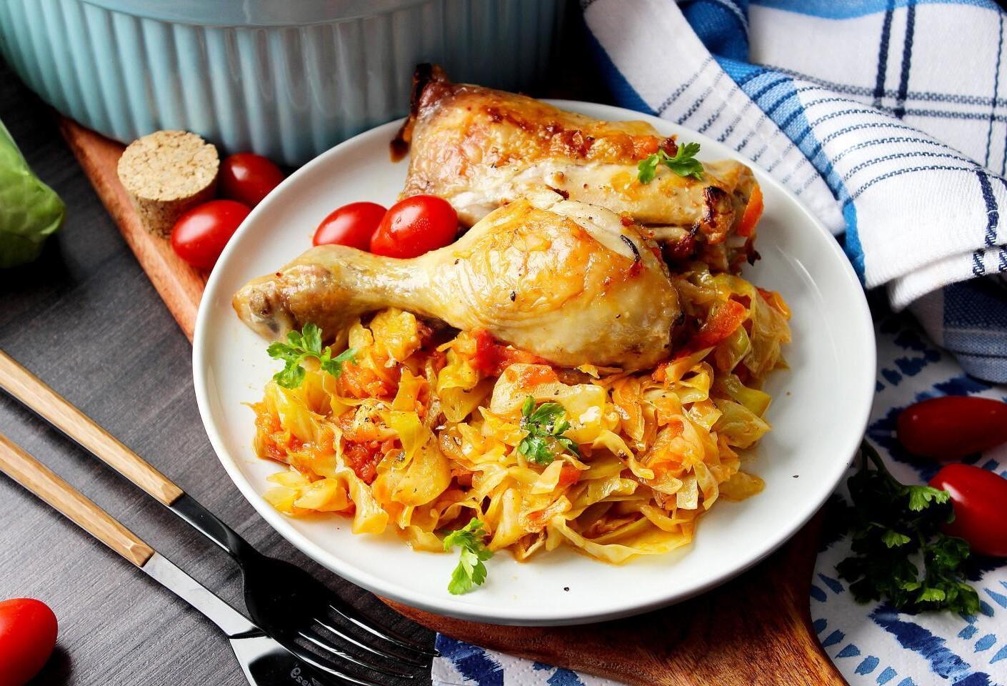 Oven-Baked Chicken with Melt-In-Your-Mouth Cabbage Oven-Baked Chicken with Melt-In-Your-Mouth Cabbage