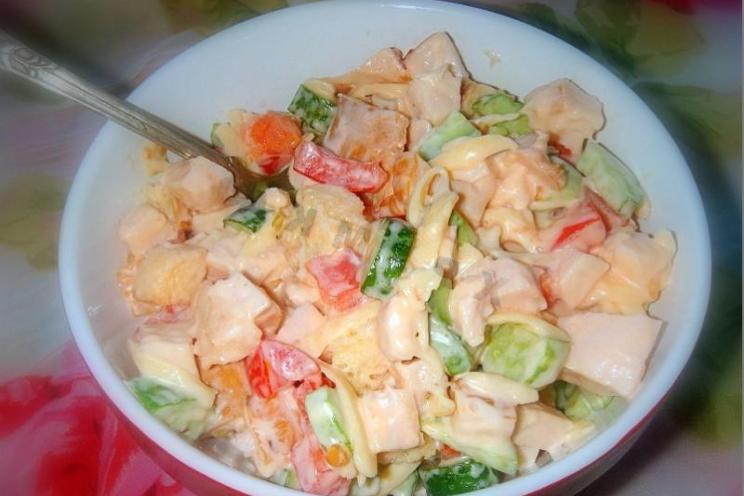 Smoked Chicken Malibu Salad with Crunchy Croutons Smoked Chicken Malibu Salad with Crunchy Croutons