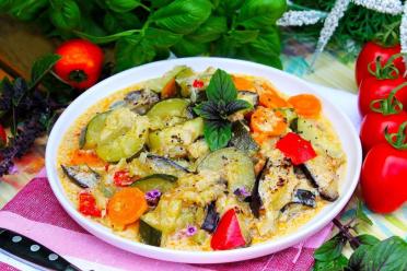 Creamy Stewed Vegetables in a Cauldron