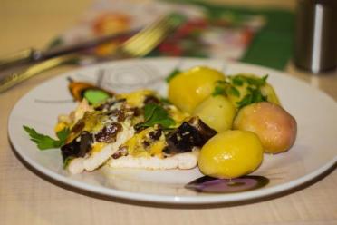 Cheesy Mushroom Chicken Chops in the Oven