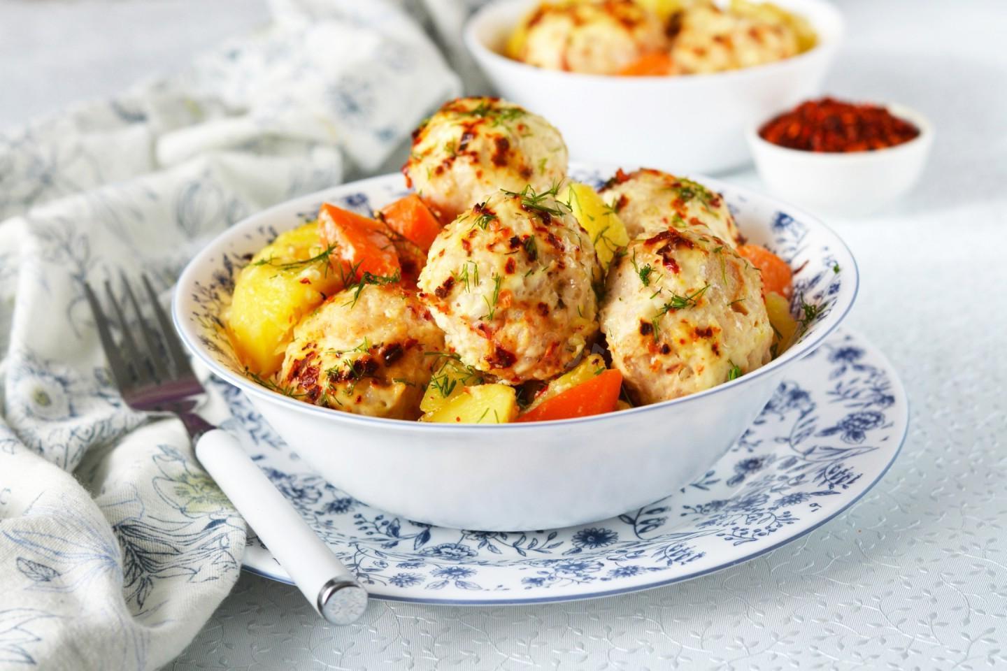 Oven-Baked Chicken Meatballs in Cream Sauce