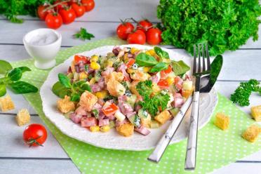 Quick Corn, Sausage, and Cucumber Salad