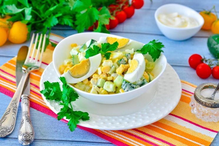 Quick & Tasty Cucumber Egg Corn Salad