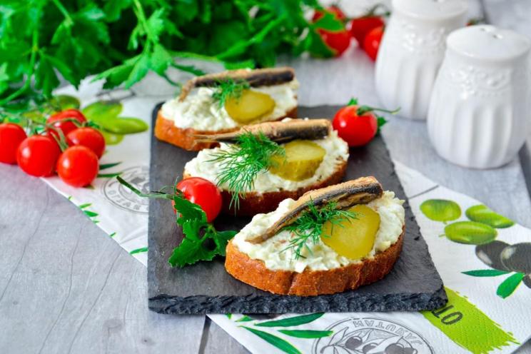 Sprat, Egg, and Pickle Sandwiches