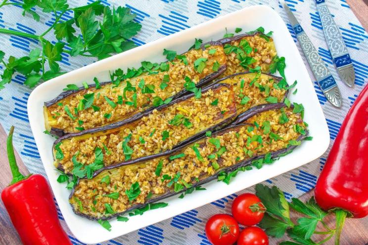 Garlic Walnut Eggplant Bites