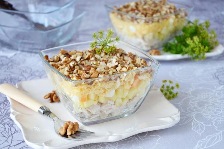 Layered Chicken Pineapple Salad