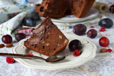 Plum Walnut Chocolate Cake