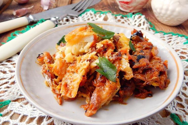 Pan-Stewed Pollock with Onions and Tomato Paste