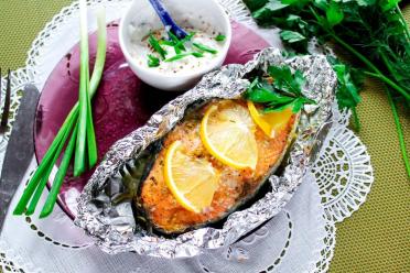 Baked Trout Steak in Foil