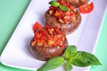 Oven-Baked Tomato-Stuffed Mushrooms