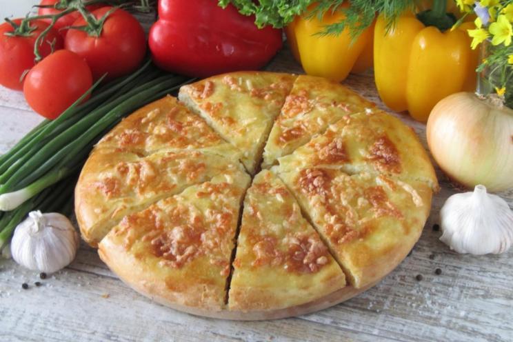 Oven-Baked Cheese Khachapuri with Yeast Dough