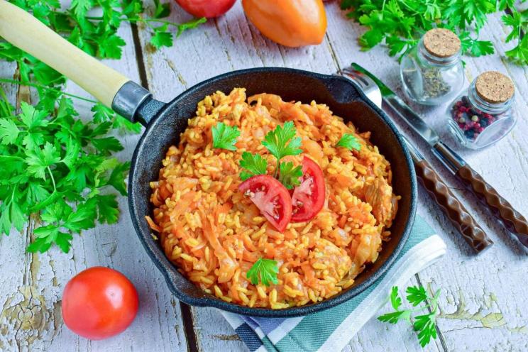 One-Pan Cabbage, Rice, and Pork Skillet