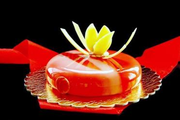 Modern Red Velvet Mousse Cake with Raspberry Filling and Mirror Glaze