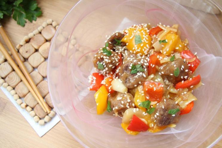 Sweet and Sour Ginger Beef with Crispy Peppers