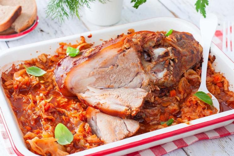 Savory Pork Knuckle with Cabbage
