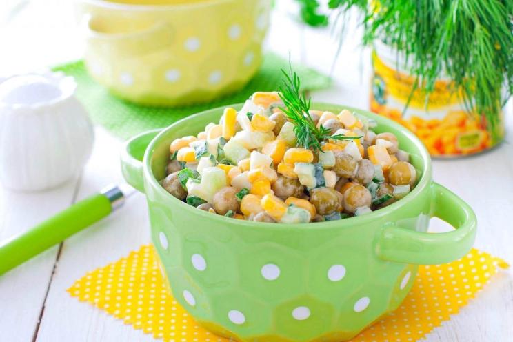 Pea, Corn, and Egg Salad Delight