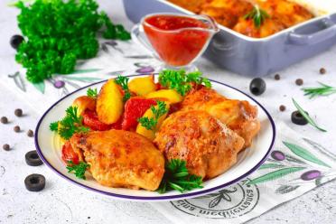 Spicy Baked Chicken Thighs in Adjika Sauce